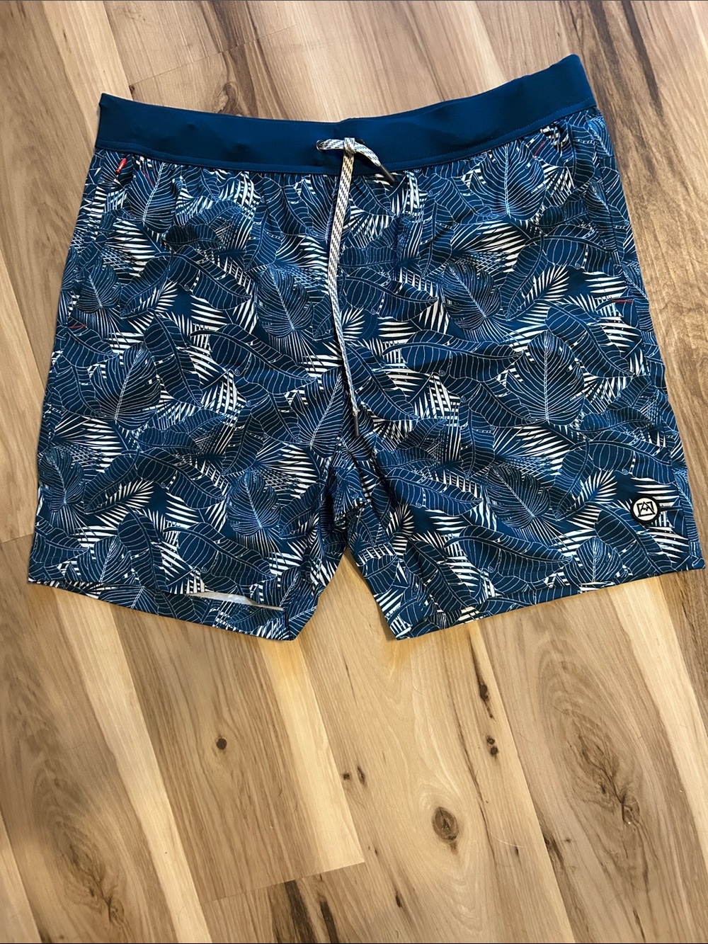 Avalanche Navy and White Tropical Leaf Board Shorts